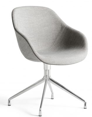 Grauer About a Chair AAC121 Stuhl von Hay mit Stoffbezug und Drehgestell aus Aluminium.